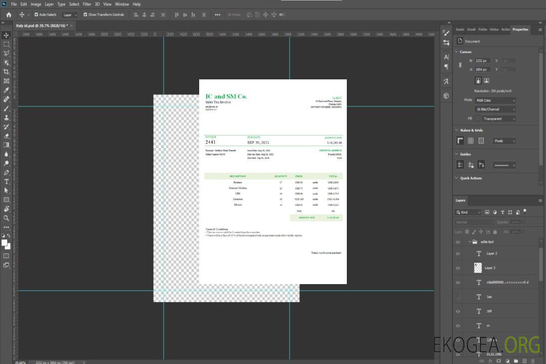 Facture USA IC et SM Co. template